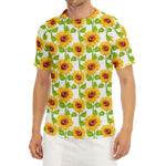 White Watercolor Sunflower Pattern Print Men's Short Sleeve Rash Guard