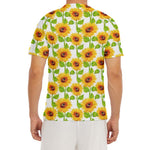 White Watercolor Sunflower Pattern Print Men's Short Sleeve Rash Guard