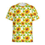 White Watercolor Sunflower Pattern Print Men's Sports T-Shirt