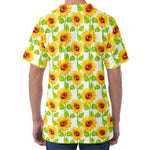 White Watercolor Sunflower Pattern Print Men's Velvet T-Shirt