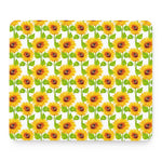 White Watercolor Sunflower Pattern Print Mouse Pad