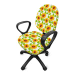 White Watercolor Sunflower Pattern Print Office Chair Cover