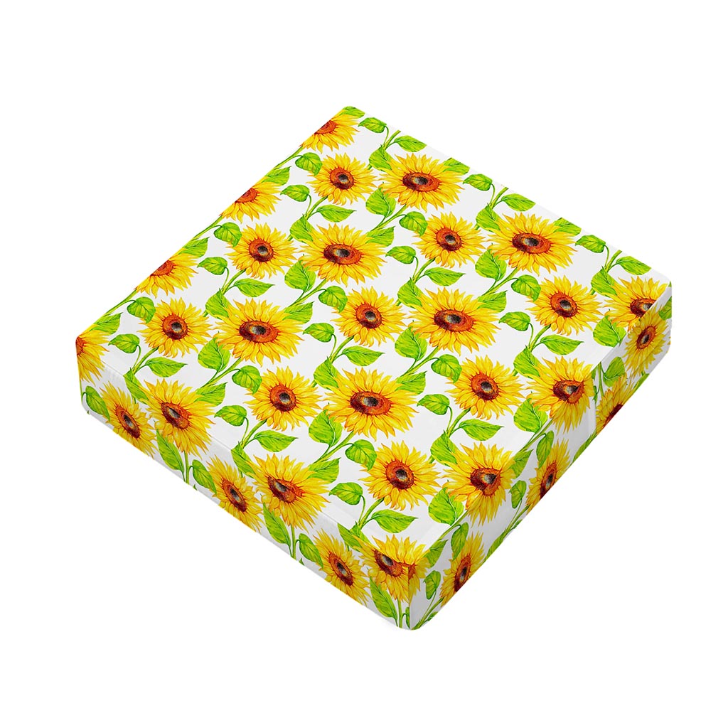 White Watercolor Sunflower Pattern Print Outdoor Seat Cushion Cover