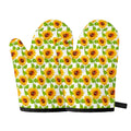 White Watercolor Sunflower Pattern Print Oven Mitts