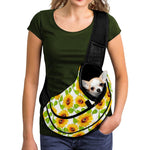 White Watercolor Sunflower Pattern Print Pet Sling Carrier