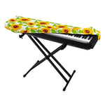 White Watercolor Sunflower Pattern Print Piano Keyboard Cover