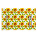 White Watercolor Sunflower Pattern Print Placemat