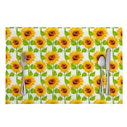White Watercolor Sunflower Pattern Print Placemat