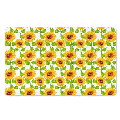 White Watercolor Sunflower Pattern Print Polyester Doormat