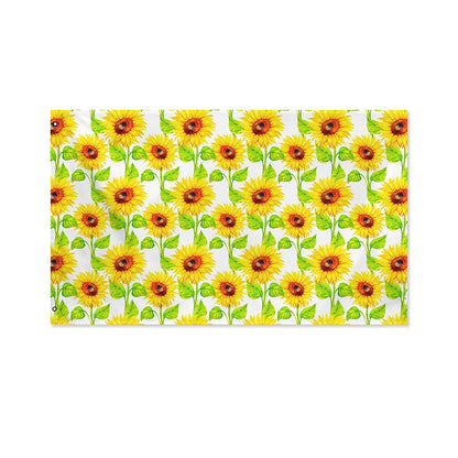 White Watercolor Sunflower Pattern Print Polyester Flag