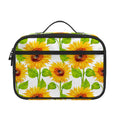 White Watercolor Sunflower Pattern Print Portable Lunch Bag