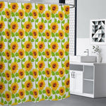 White Watercolor Sunflower Pattern Print Premium Shower Curtain