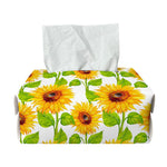 White Watercolor Sunflower Pattern Print Rectangle Tissue Box Cover