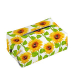 White Watercolor Sunflower Pattern Print Rectangle Tissue Box Cover