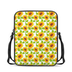 White Watercolor Sunflower Pattern Print Rectangular Crossbody Bag