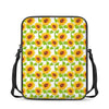 White Watercolor Sunflower Pattern Print Rectangular Crossbody Bag