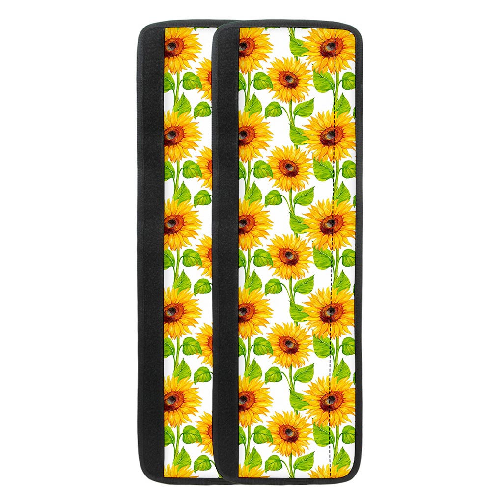 White Watercolor Sunflower Pattern Print Refrigerator Handle Covers