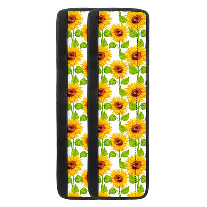 White Watercolor Sunflower Pattern Print Refrigerator Handle Covers