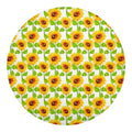 White Watercolor Sunflower Pattern Print Round Blanket