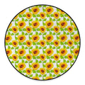 White Watercolor Sunflower Pattern Print Round Floor Mat