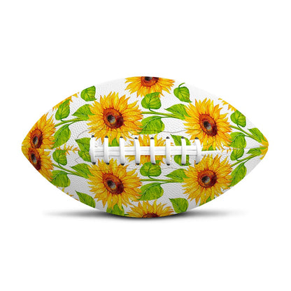 White Watercolor Sunflower Pattern Print Rugby Ball