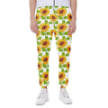 White Watercolor Sunflower Pattern Print Joggers