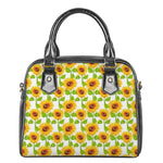 White Watercolor Sunflower Pattern Print Shoulder Handbag