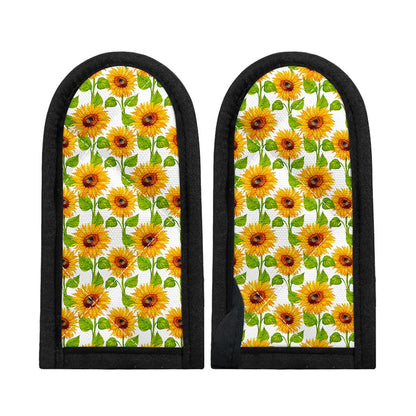 White Watercolor Sunflower Pattern Print Skillet Handle Cover