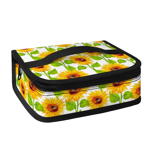 White Watercolor Sunflower Pattern Print Small Lunch Bag