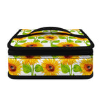 White Watercolor Sunflower Pattern Print Small Lunch Bag
