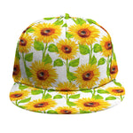 White Watercolor Sunflower Pattern Print Snapback Cap