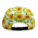 White Watercolor Sunflower Pattern Print Snapback Cap