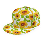 White Watercolor Sunflower Pattern Print Snapback Cap