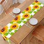 White Watercolor Sunflower Pattern Print Table Runner