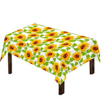 White Watercolor Sunflower Pattern Print Tablecloth