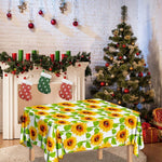 White Watercolor Sunflower Pattern Print Tablecloth