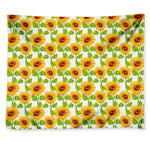 White Watercolor Sunflower Pattern Print Tapestry