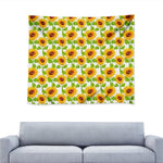 White Watercolor Sunflower Pattern Print Tapestry