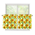 White Watercolor Sunflower Pattern Print Tier Curtains