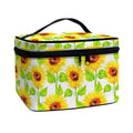 White Watercolor Sunflower Pattern Print Travel Makeup Bag
