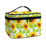 White Watercolor Sunflower Pattern Print Travel Makeup Bag