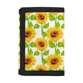 White Watercolor Sunflower Pattern Print Trifold Wallet