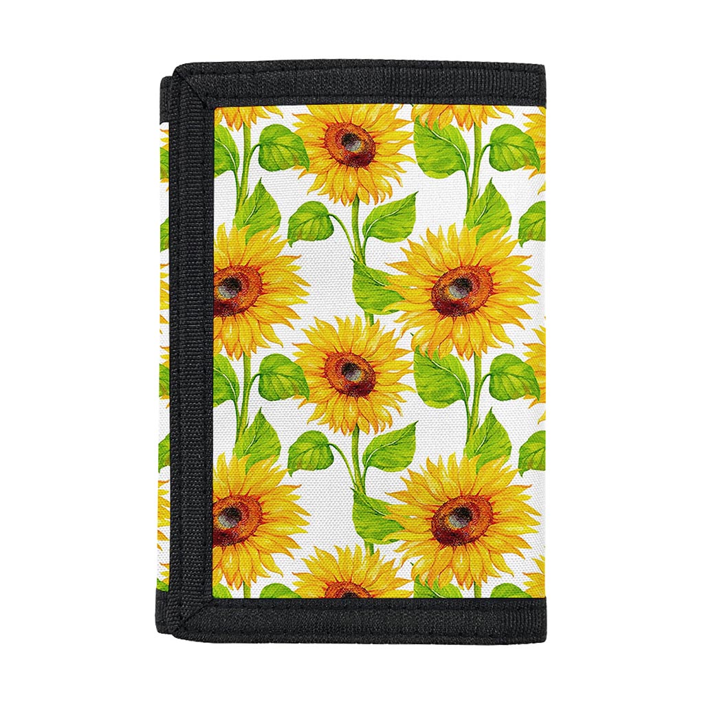 White Watercolor Sunflower Pattern Print Trifold Wallet