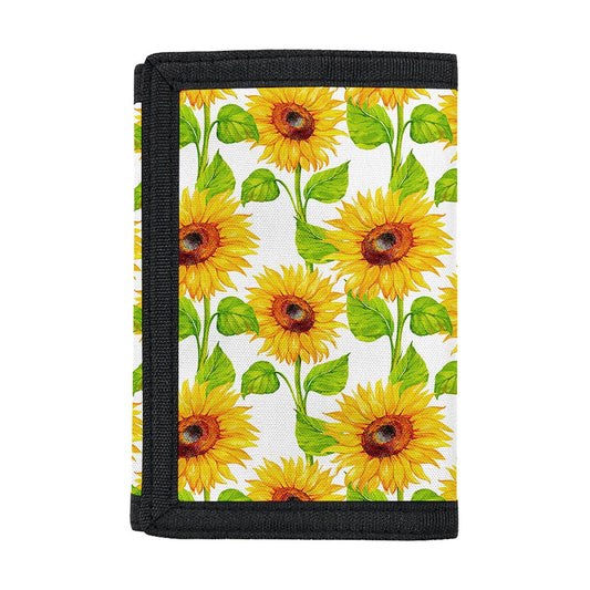 White Watercolor Sunflower Pattern Print Trifold Wallet