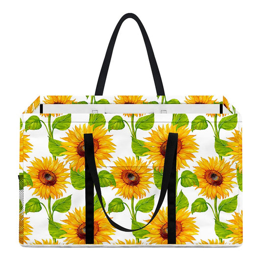White Watercolor Sunflower Pattern Print Utility Tote Bag