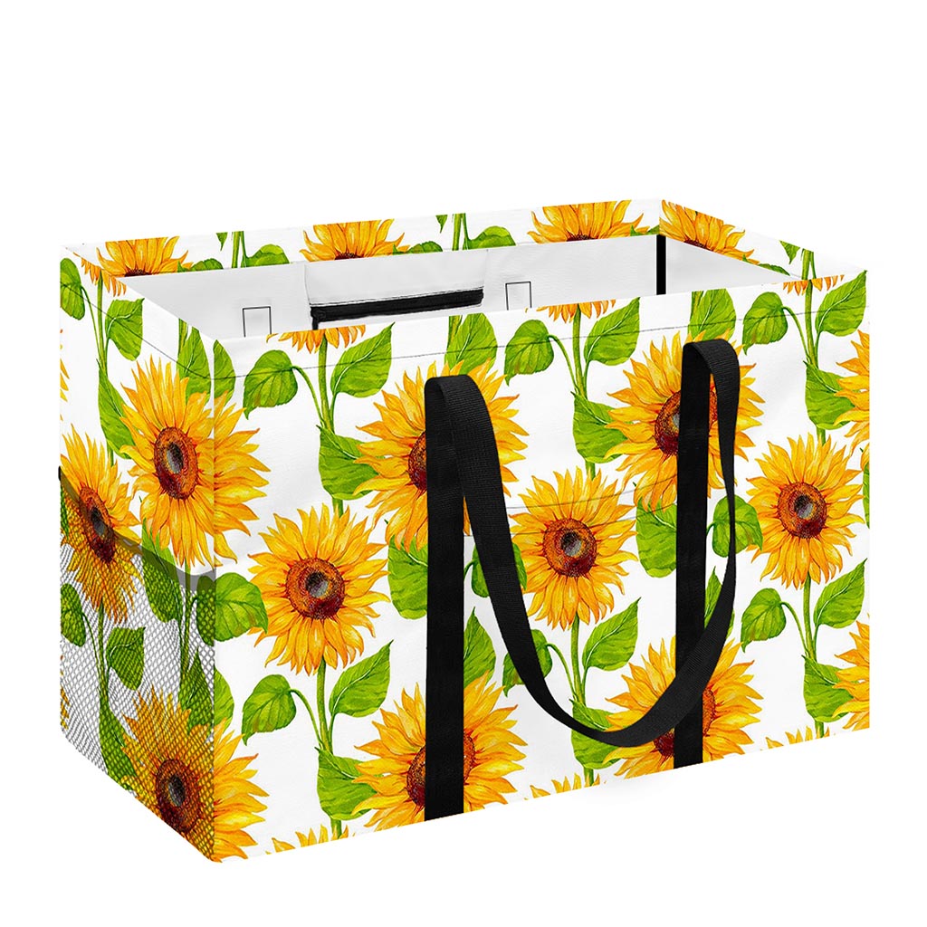 White Watercolor Sunflower Pattern Print Utility Tote Bag