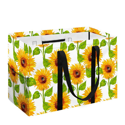 White Watercolor Sunflower Pattern Print Utility Tote Bag