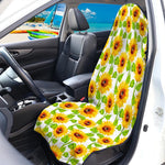 White Watercolor Sunflower Pattern Print Waterproof Car Seat Cover