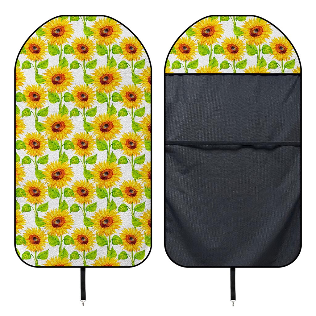 White Watercolor Sunflower Pattern Print Waterproof Car Seat Cover