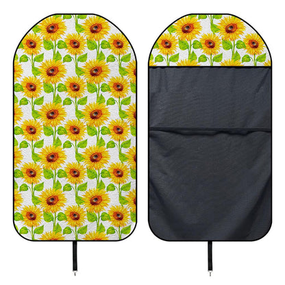 White Watercolor Sunflower Pattern Print Waterproof Car Seat Cover
